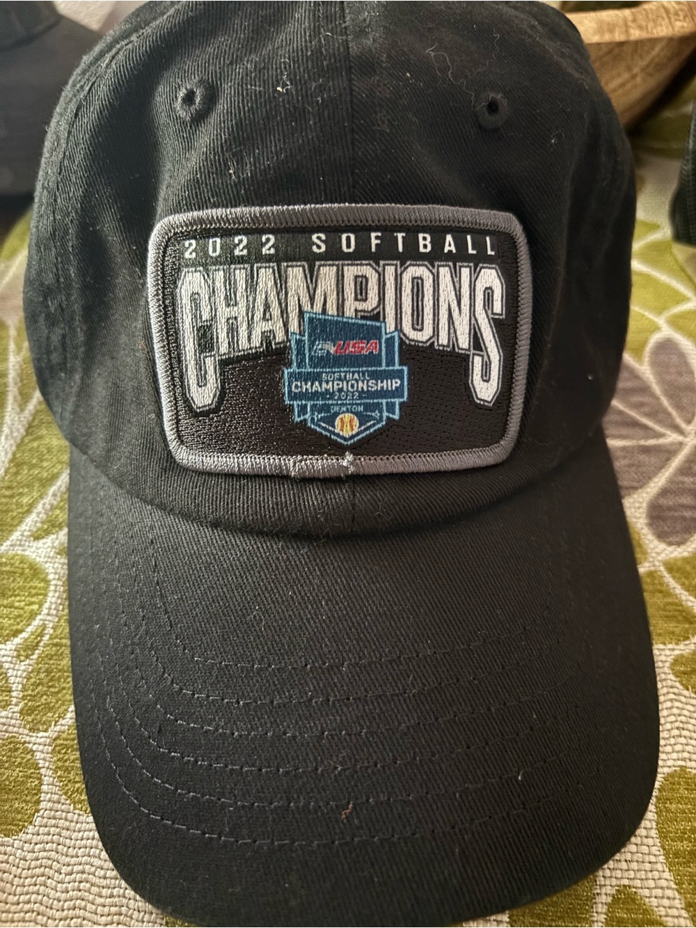 2022 Softball Champions Patch Baseball Cap - Black